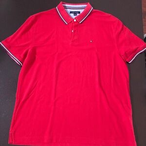 Red Tommy Hilfiger Men's Polo Shirt, XL, VGUC